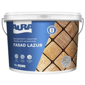 Средство деревозащитное Aura Fasad Lazur белая 9л