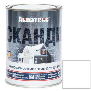 Антисептик акриловый кроющий для дерева Акватекс Сканди полуматовый Айсберг база А 0,75 л