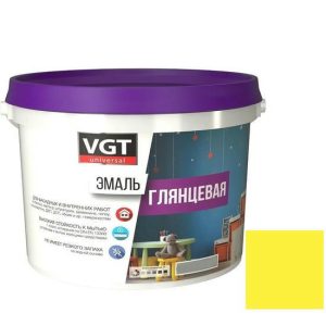 Эмаль универсальная VGT глянцевая Ral 1018 желтая 10 кг