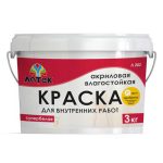 Краска акриловая ЛАТЕК Л202 для стен и потолков влагостойкая 3кг белая