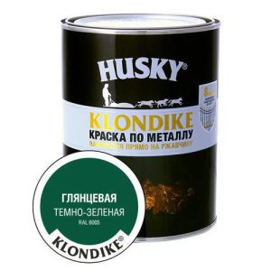 Краска алкидная HUSKY-KLONDIKE по ржавчине 0,9л RAL 6005 темно-зеленая