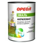 Эмаль универсальная акриловая Ореол, глянцевая, красная, 0,9 кг
