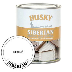 Краска акриловая фасадная HUSKY SIBERIAN для дерева база А 0,9л белая