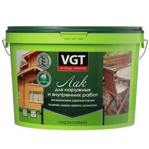 Лак акриловый для наружных и внутренних работ VGT матовый бесцветный 2,2 кг