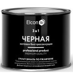 Грунт-эмаль по ржавчине Elcon 3 в 1 матовая Ral 9005 черная 0,4 кг