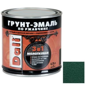 Грунт-эмаль по ржавчине Dali 3 в 1 молотковая зелёная 0,75 л