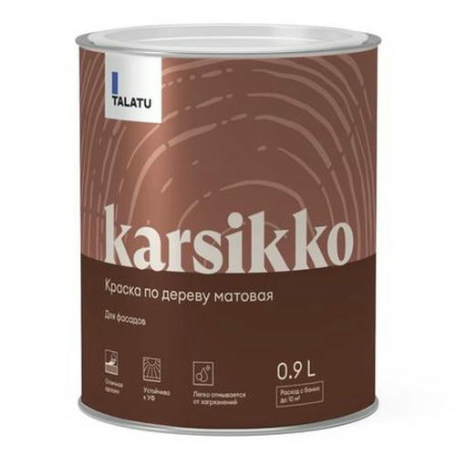 Краска полиакриловая TALATU Karsikko База С по дереву для фасадов 0,9 л бесцветная
