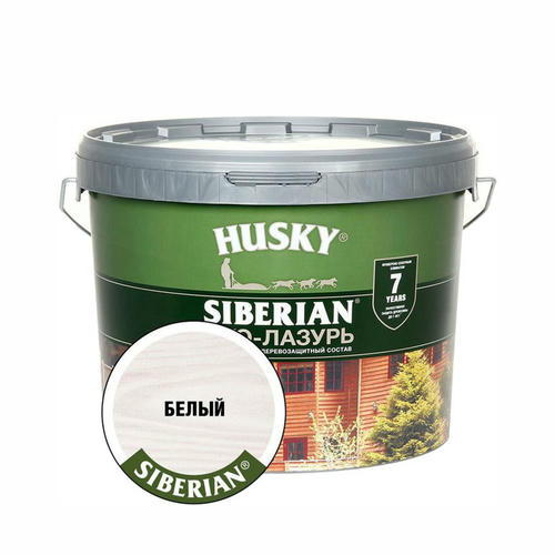 Защит. декор. покрытие HUSKY SIBERIAN ЭКО-ЛАЗУРЬ полуматовый белая 9л