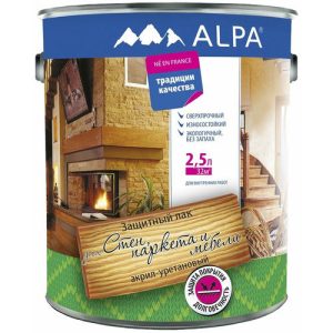 Лак для стен, паркета и мебели ALPA акрил-уретановый глянцевый (2,5л/2,65кг)