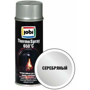 Эмаль JOBI аэрозольная термостойкая 650С серебро 400мл