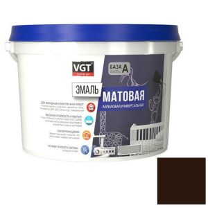 Эмаль универсальная VGT матовая темно-коричневая RAL 8017 10 кг