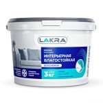 Краска акриловая ЛАКРА для стен и потолков влагостойкая белоснежная 3кг