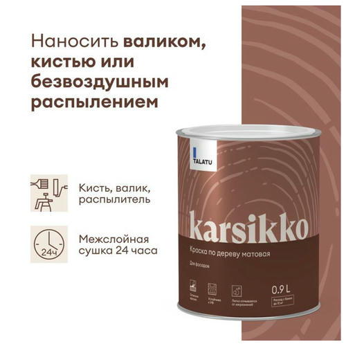 Краска полиакриловая TALATU Karsikko База С по дереву для фасадов 0,9 л бесцветная — изображение 2