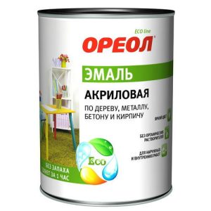 Эмаль универсальная акриловая Ореол, матовая, белая, 0,9 кг