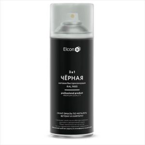 Грунт-эмаль аэрозоль по ржавчине Elcon 3 в 1 матовая чёрная RAL 9005 520 мл