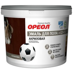 Эмаль акриловая для пола Ореол, полуматовая, желто-коричневая, 2,3 кг
