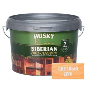 Защит. декор. покрытие HUSKY SIBERIAN ЭКО-ЛАЗУРЬ полуматовый светлый дуб 2,5л