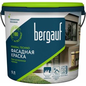 Краска фасадная Bergauf Mineral Techno глубокоматовая белая База А (9л)