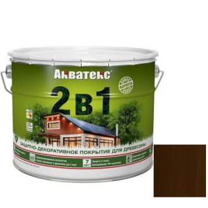 Покрытие алкидное защитно-декоративное для древесины Акватекс 2 в 1 полуматовое Махагон 9 л