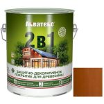 Покрытие алкидное защитно-декоративное для древесины Акватекс 2 в 1 полуматовое Тик 9 л