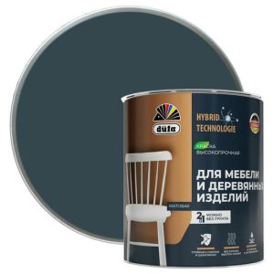 Эмаль для мебели и деревянных изделий Dufa акриловая матовая темно-серая 0,75 л