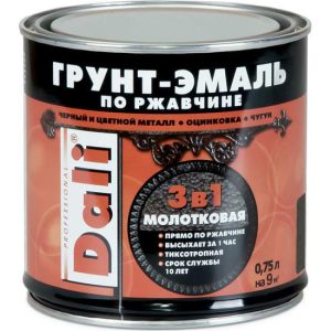 Dali грунт- эмаль по ржавчине 3 в 1 молотковая шоколадная 0,75 л 6 135284