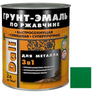 Грунт-эмаль по ржавчине Dali 3 в 1 гладкая RAL 6029 зеленая 2 л