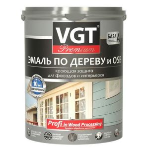 Эмаль по дереву VGT Профи база А супербелая 0,8 л/1 кг