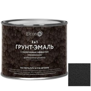 Грунт-эмаль Elcon Smith 3 в 1 с молотковым эффектом чёрная 0,4 кг