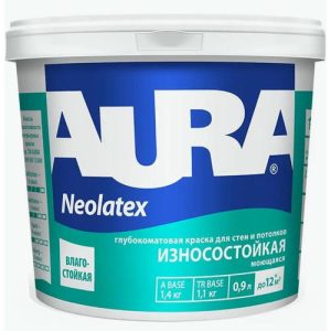 Краска износостойкая для стен и потолков "AURA NEOLATEX"(TR) 0,9л