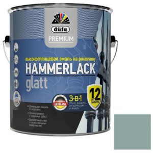 Эмаль на ржавчину молотковая Dufa Premium Hammerlack 3-в-1 темно-серая 2,5 л