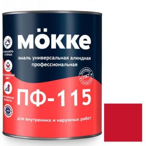 Эмаль алкидная профессиональная Mokke ПФ-115 красная 2,7 кг