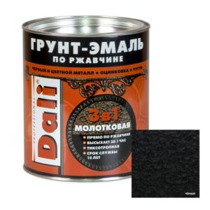 Грунт - эмаль по ржавчине 3 в 1 Dali молотковый черный 0,75 кг