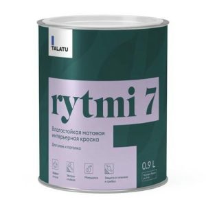 Краска в/д TALATU Rytmi 7 База А влагостойкая матовая 0,9 л белая