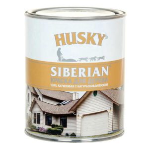 Краска акриловая фасадная HUSKY SIBERIAN для дерева база С 0,9л