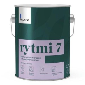 Краска в/д TALATU Rytmi 7 База С влагостойкая матовая 2,7 л бесцветная