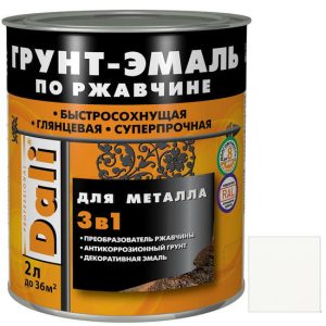 Грунт-эмаль по ржавчине Dali 3 в 1 гладкая RAL 9010 белая 2 л