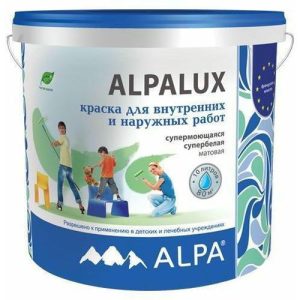 Краска акриловая ALPA ALPAlux супермоющаяся матовая белая (10л)