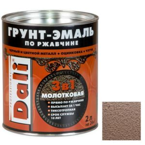 Грунт-эмаль по ржавчине Dali 3 в 1 молотковая медная 2 л