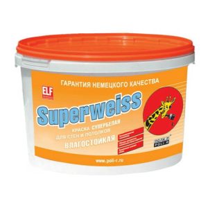Краска ВД Poli-R Superweiss для стен и потолков супербелая 7 кг