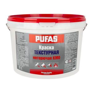 Текстурная негорючая краска Pufas КМ0 немороз., белая, 0,5 мм (10 л)