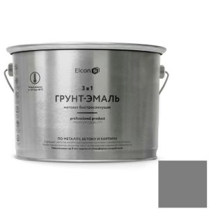 Грунт-эмаль по ржавчине Elcon 3 в 1 матовая RAL 7024 графит 10 кг