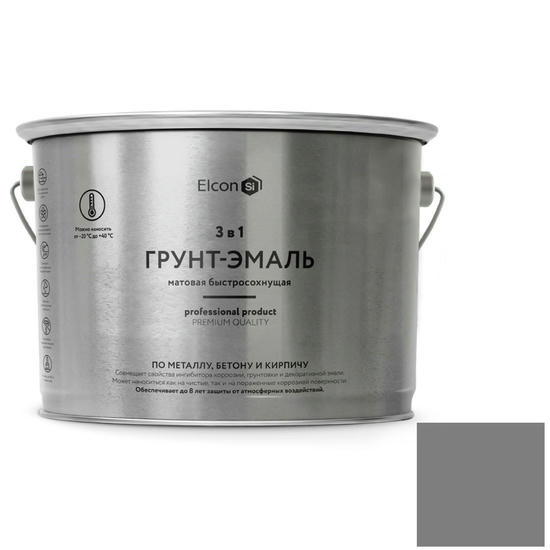 Грунт-эмаль по ржавчине Elcon 3 в 1 матовая RAL 7024 графит 10 кг