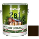 Покрытие алкидное защитно-декоративное для древесины Акватекс 2 в 1 полуматовое Палисандр 2,7 л