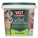Лак акриловый для наружных и внутренних работ VGT глянцевый бесцветный 0,9 кг