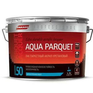 Лак акрил-уретановый паркетный Parade Professional L50 Aqua Parquet матовый 9 л