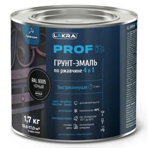 Грунт-эмаль по ржавчине 4 в 1 Лакра Prof it RAL 9005 черный 1,7 кг