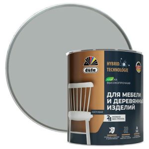 Эмаль для мебели и деревянных изделий Dufa акриловая матовая светло-серая 0,75 л