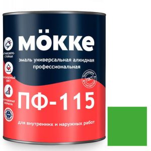 Эмаль алкидная профессиональная Mokke ПФ-115 ярко-зеленая 2,7 кг