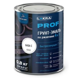 Грунт-эмаль алкидная ЛАКРА Prof it 4в1 по ржавчине быстросохнущая бесцветная 0,8кг
